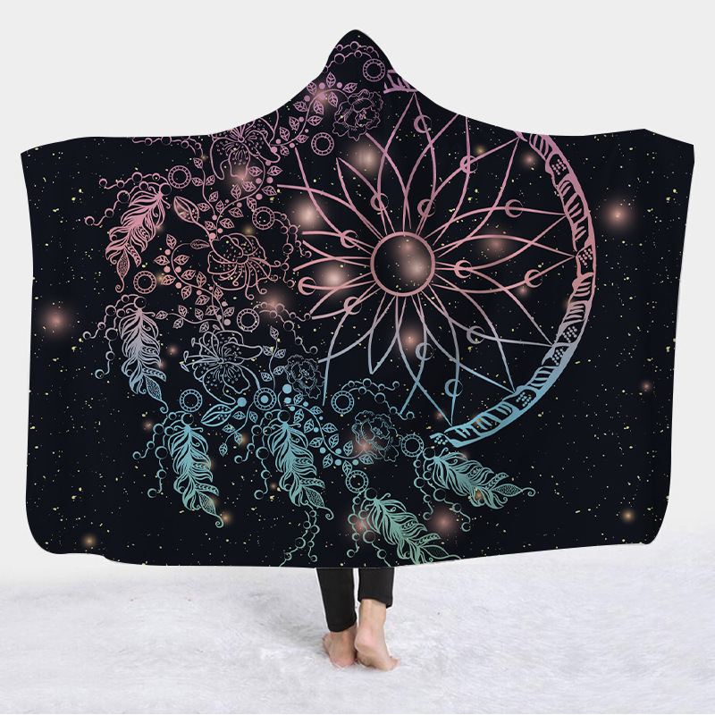 Full Color Hooded Flannel Dreamcatcher Blanket