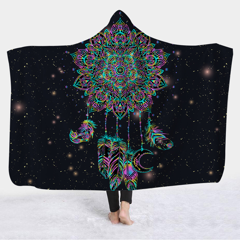 Full Color Hooded Flannel Dreamcatcher Blanket