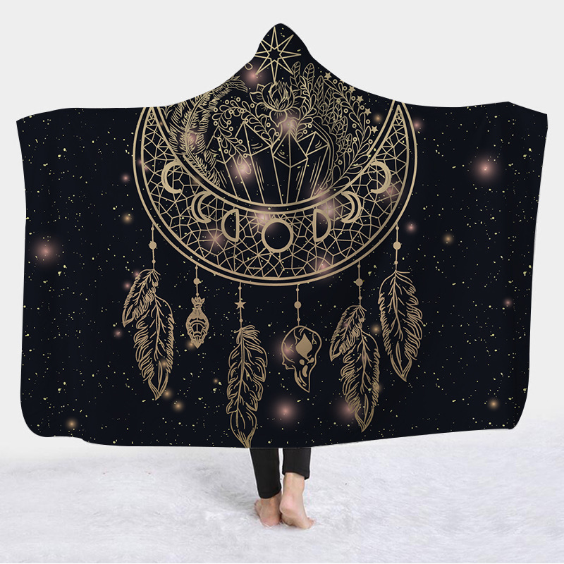 Full Color Hooded Flannel Dreamcatcher Blanket