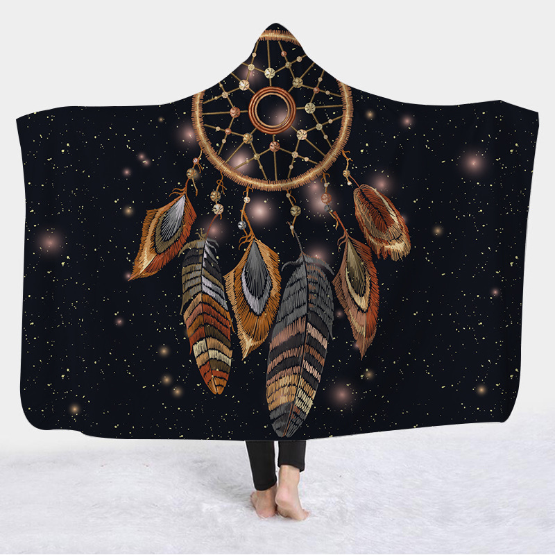 Full Color Hooded Flannel Dreamcatcher Blanket