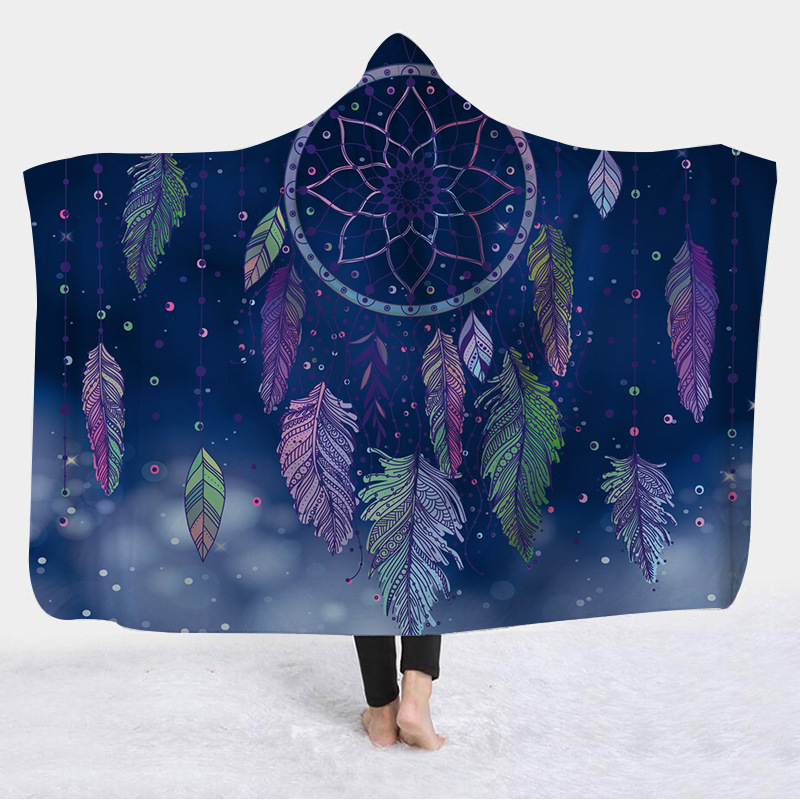Full Color Hooded Flannel Dreamcatcher Blanket