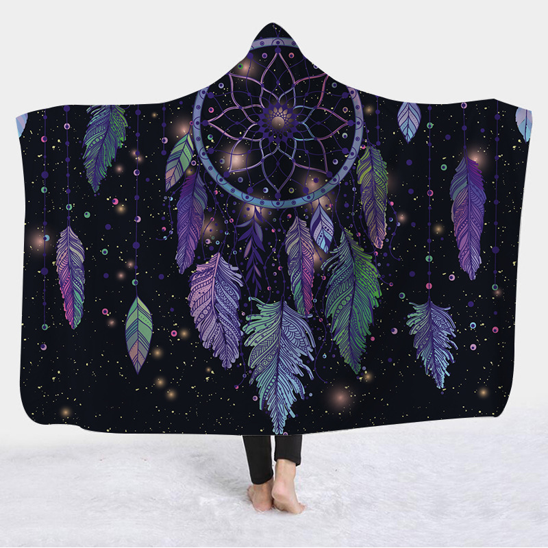 Full Color Hooded Flannel Dreamcatcher Blanket