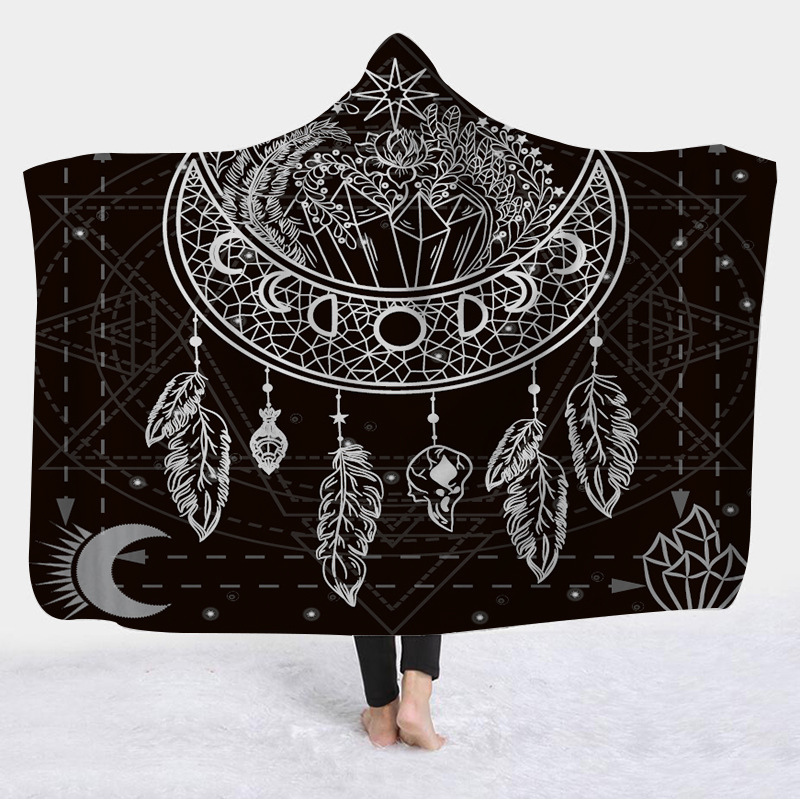 Full Color Hooded Flannel Dreamcatcher Blanket