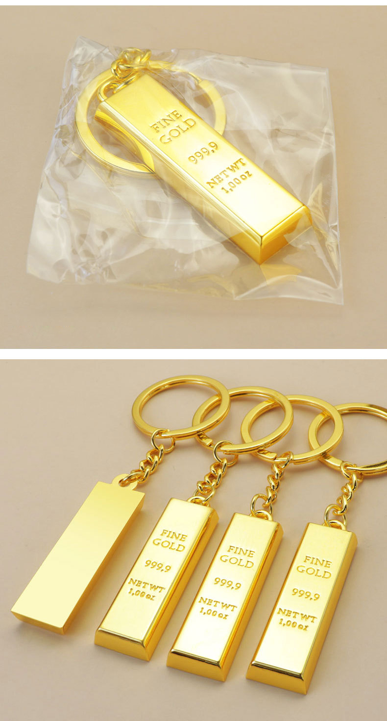 Simulated Gold Bar Key Chain