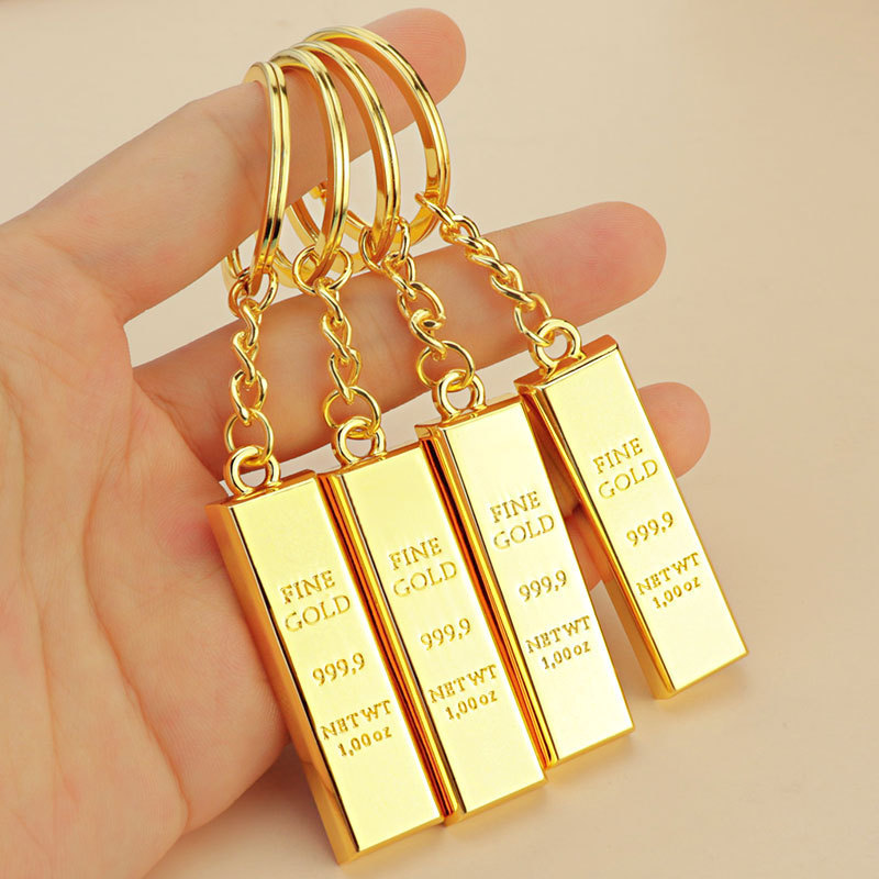 Simulated Gold Bar Key Chain