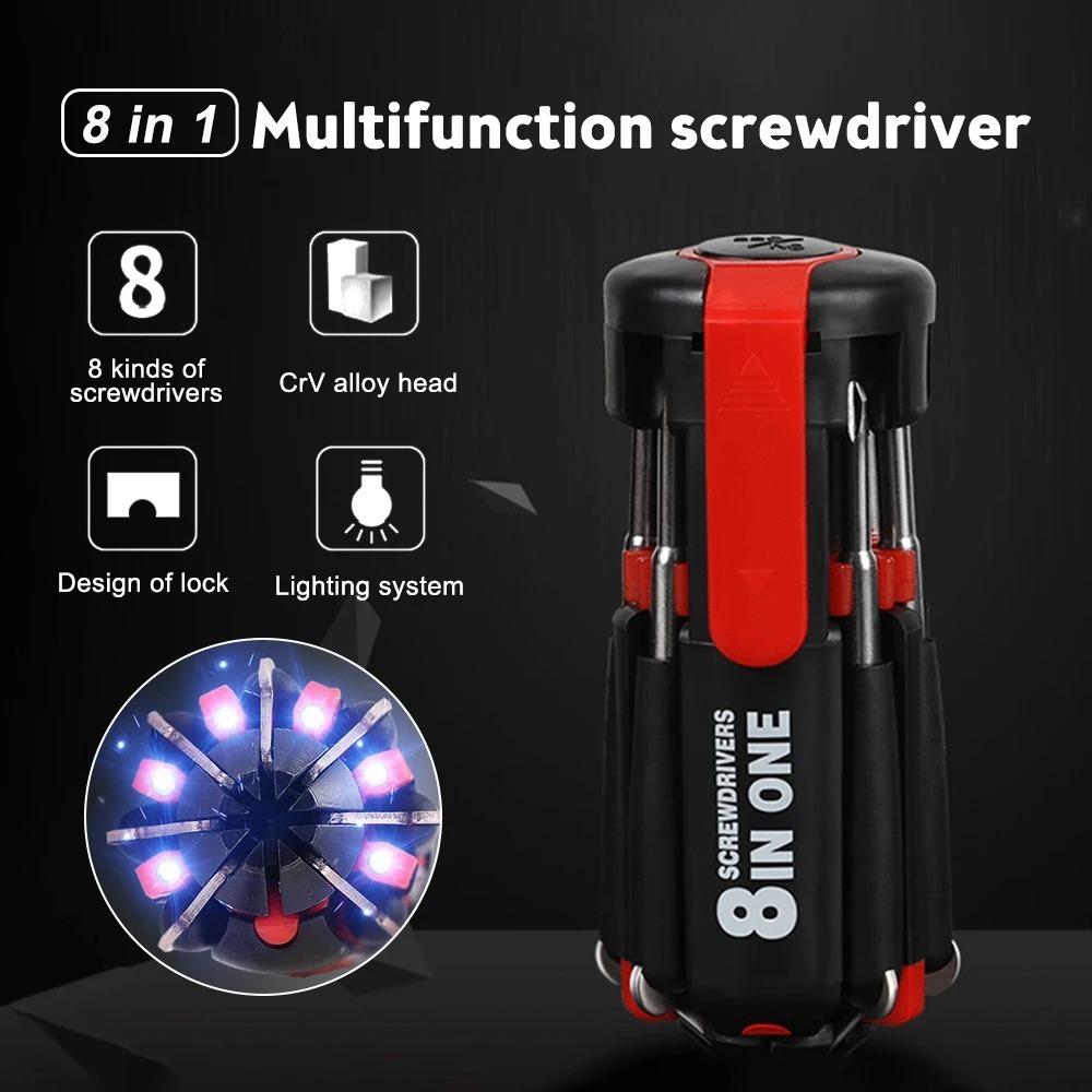 8-in-1 Screwdriver Set With Flashlight