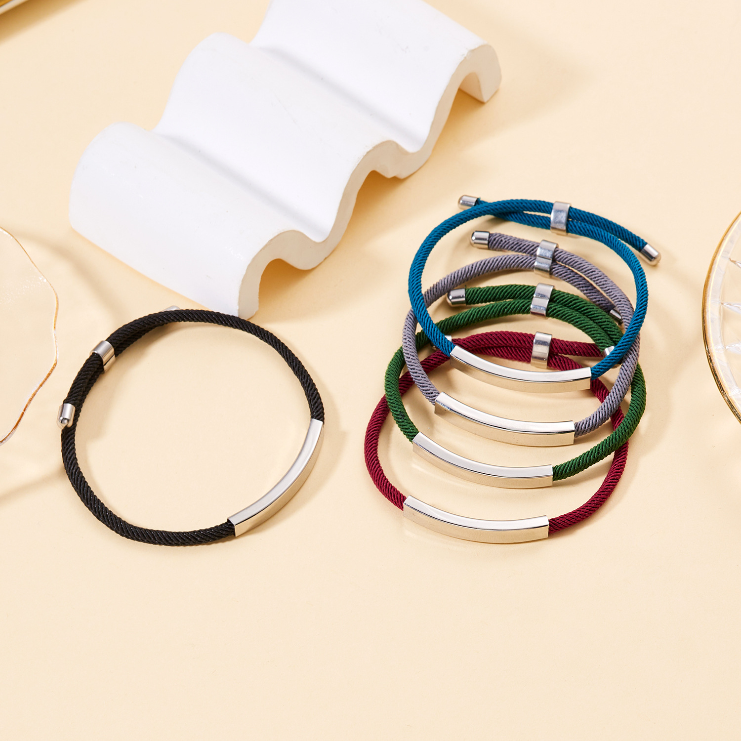 Braided Cord Stainless Steel Bracelet