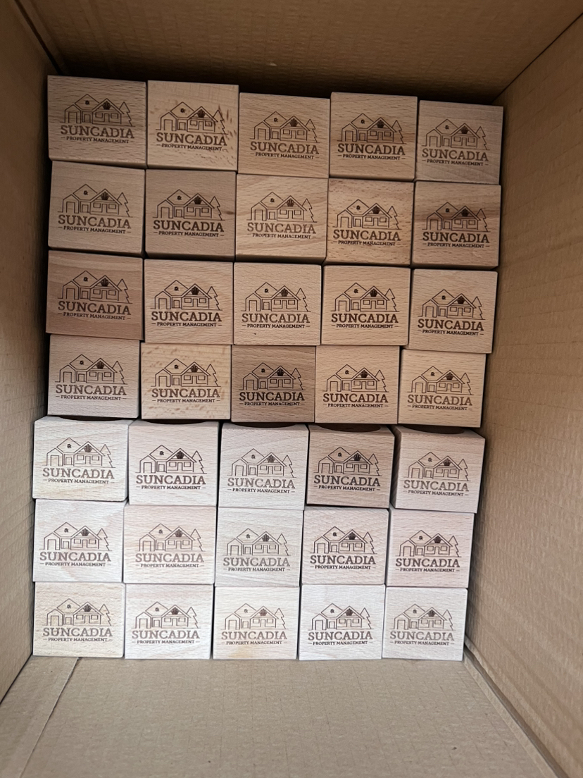 2" Square Wood Candle Holder Desk Ornament