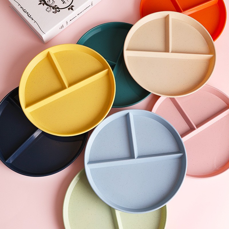 Wheat Straw & PP 3 Grids Divided Portion Meal Plate