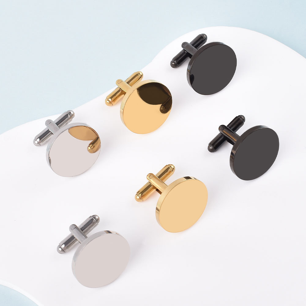 Mirror Polished Round Stainless Steel Cuff Link