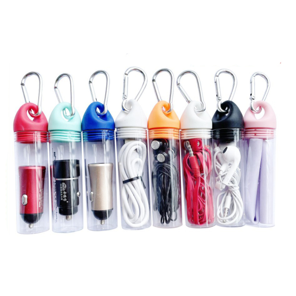 Cylinder Cable Earphone Holder with Carabiner