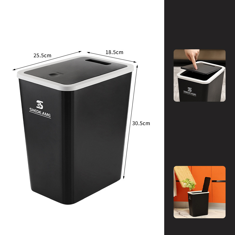 Home Office Push Lid Trash Can