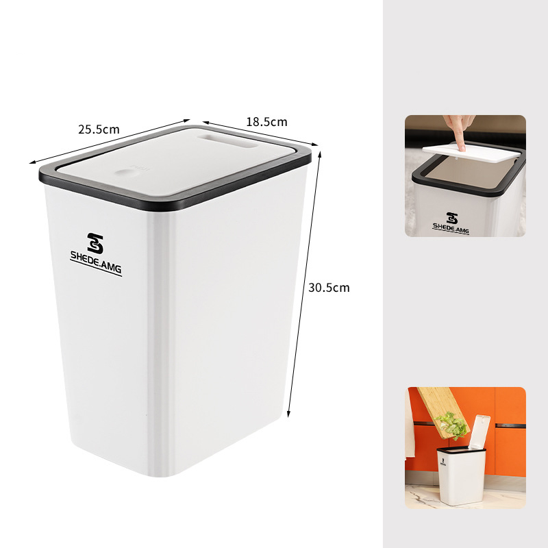 Home Office Push Lid Trash Can