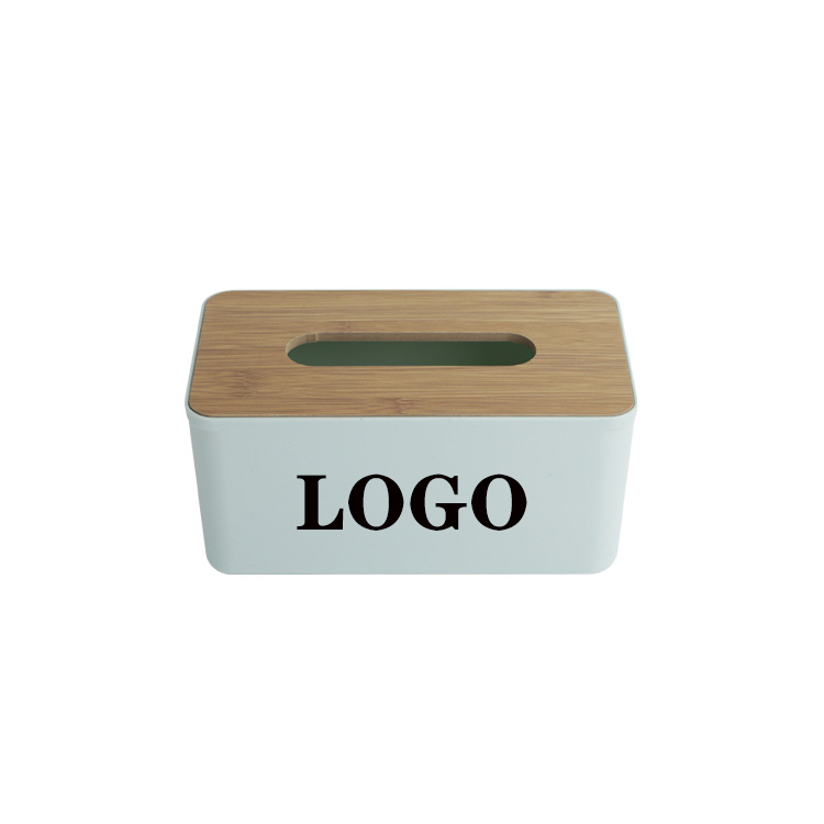 Plastic Tissue Holder with Wood Lid