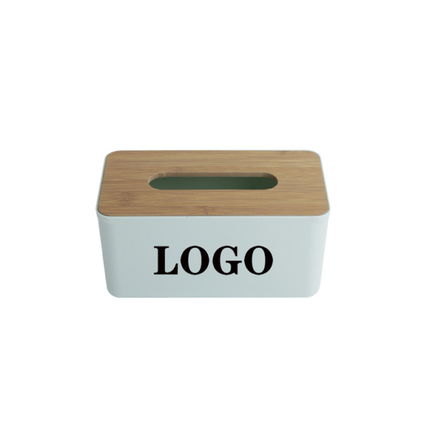Plastic Tissue Holder with Wood Lid
