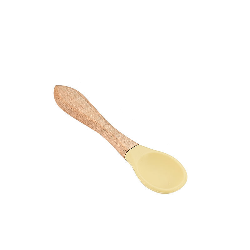 Children Wood Handle Silicone Spoon