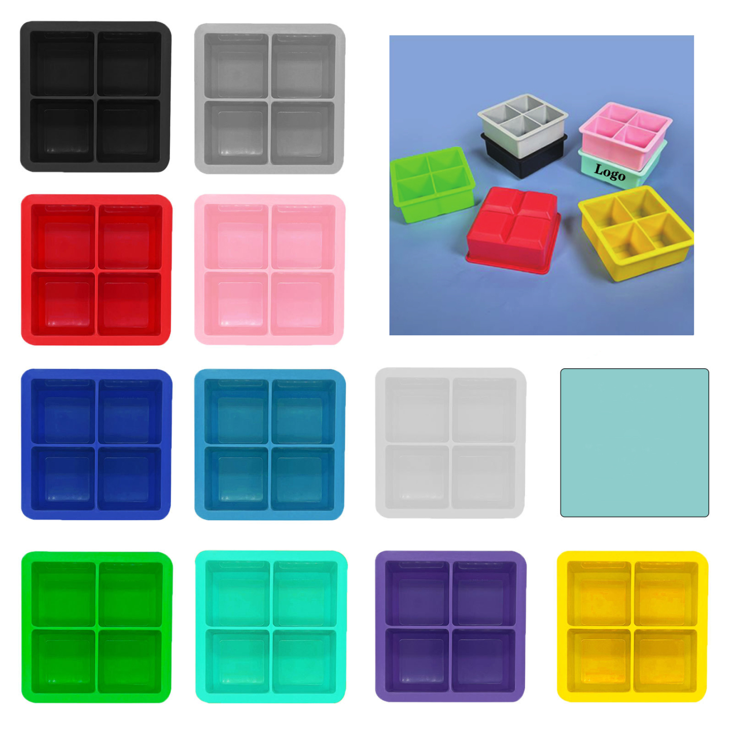 Square Silicone 4 Cube Ice Tray