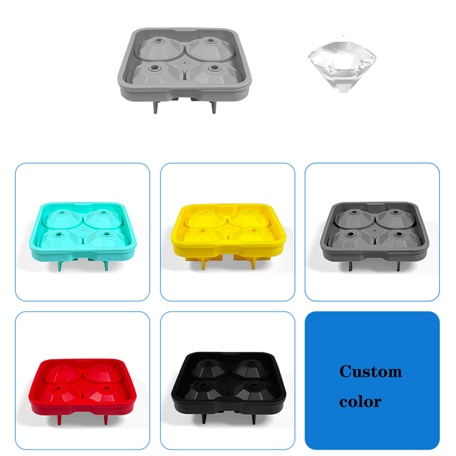 4-cavity Diamond Shaped Silicone Ice Tray
