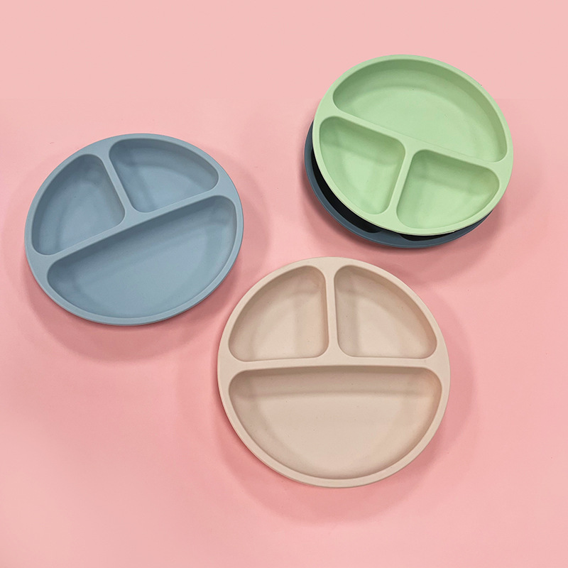 Children 3 Compartments Silicone Plate w/ Suction