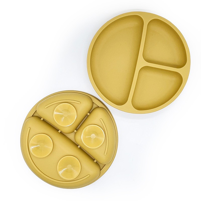 Children 3 Compartments Silicone Plate w/ Suction