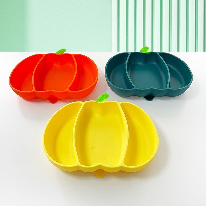 Children Pumpkin Silicone Plate w/ Suction