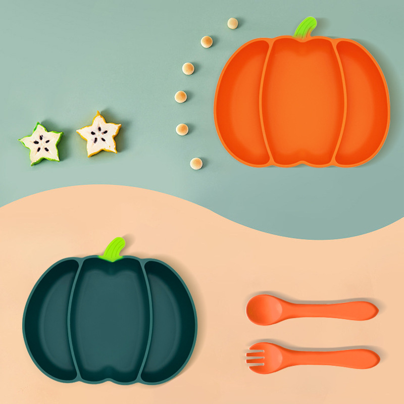 Children Pumpkin Silicone Plate w/ Suction