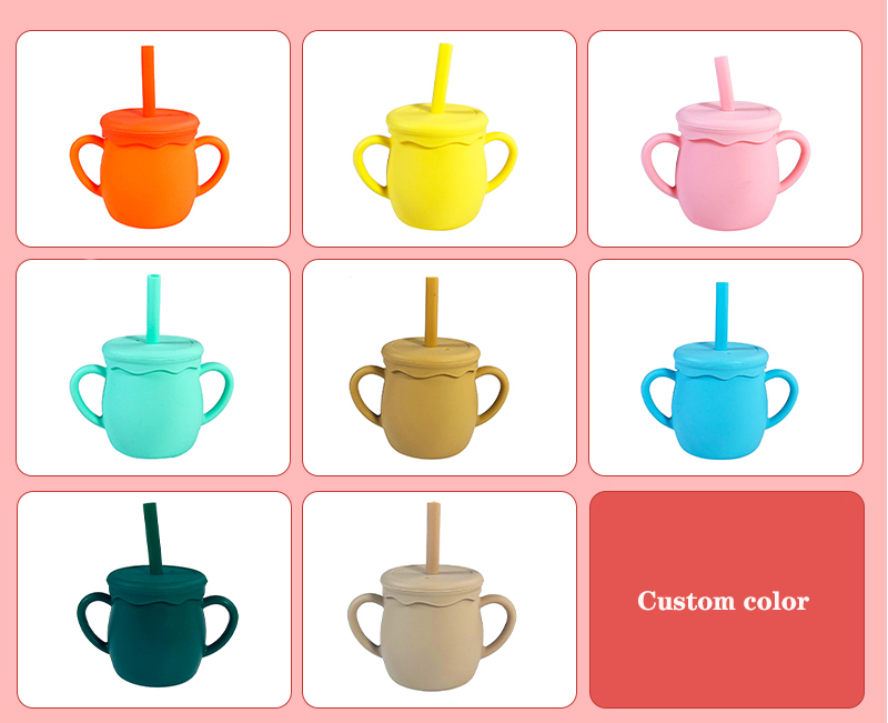 6.5 Oz Children Silicone Cup w/ Straw