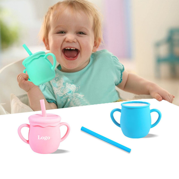 6.5 Oz Children Silicone Cup w/ Straw