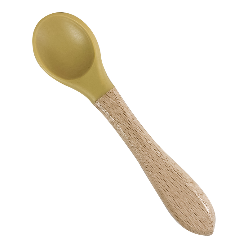 Children Silicone Spoon w/ Wood Handle