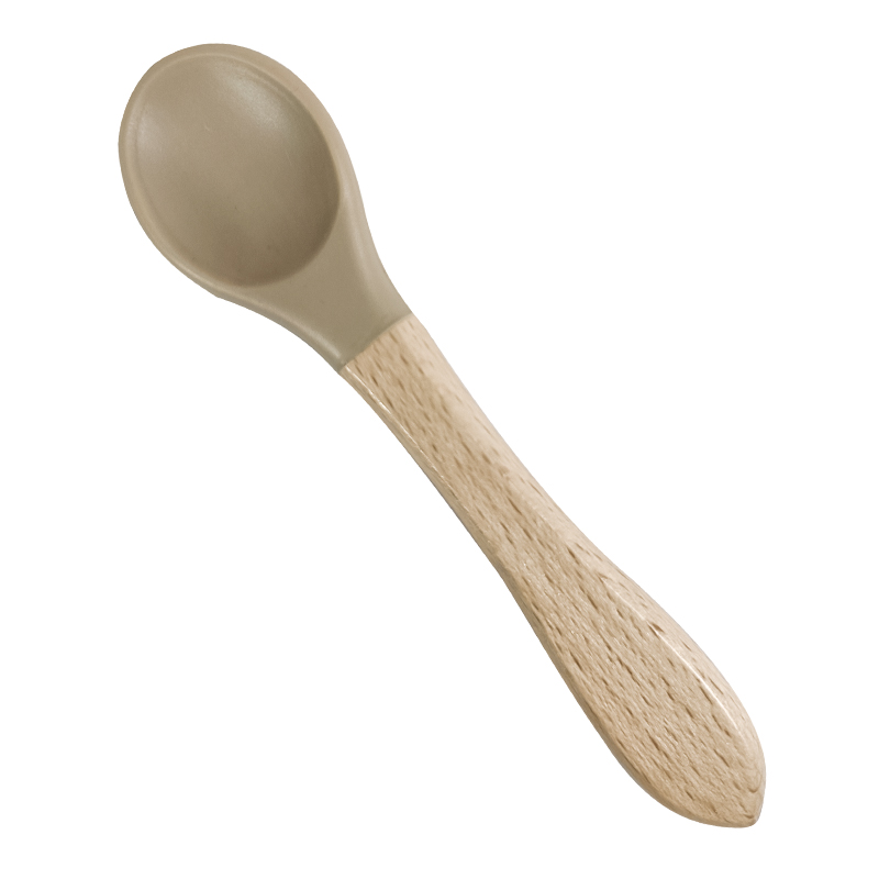 Children Silicone Spoon w/ Wood Handle