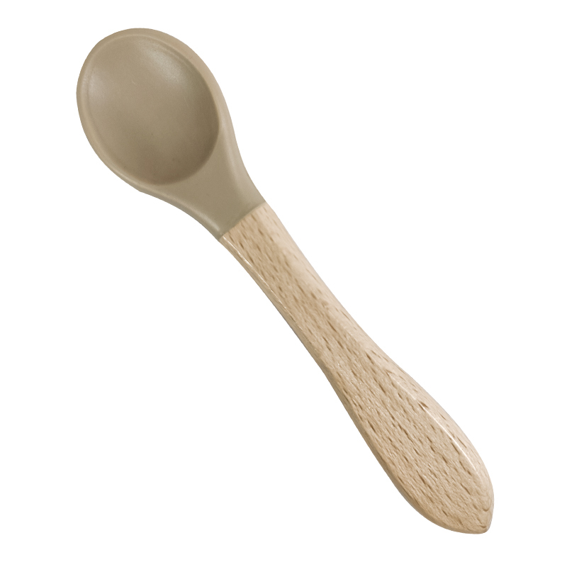 Children Silicone Spoon w/ Wood Handle