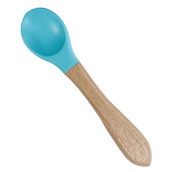 Children Silicone Spoon w/ Wood Handle