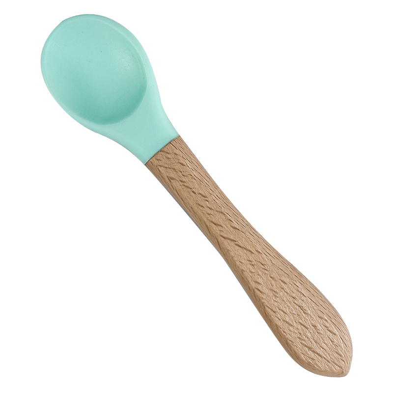 Children Silicone Spoon w/ Wood Handle