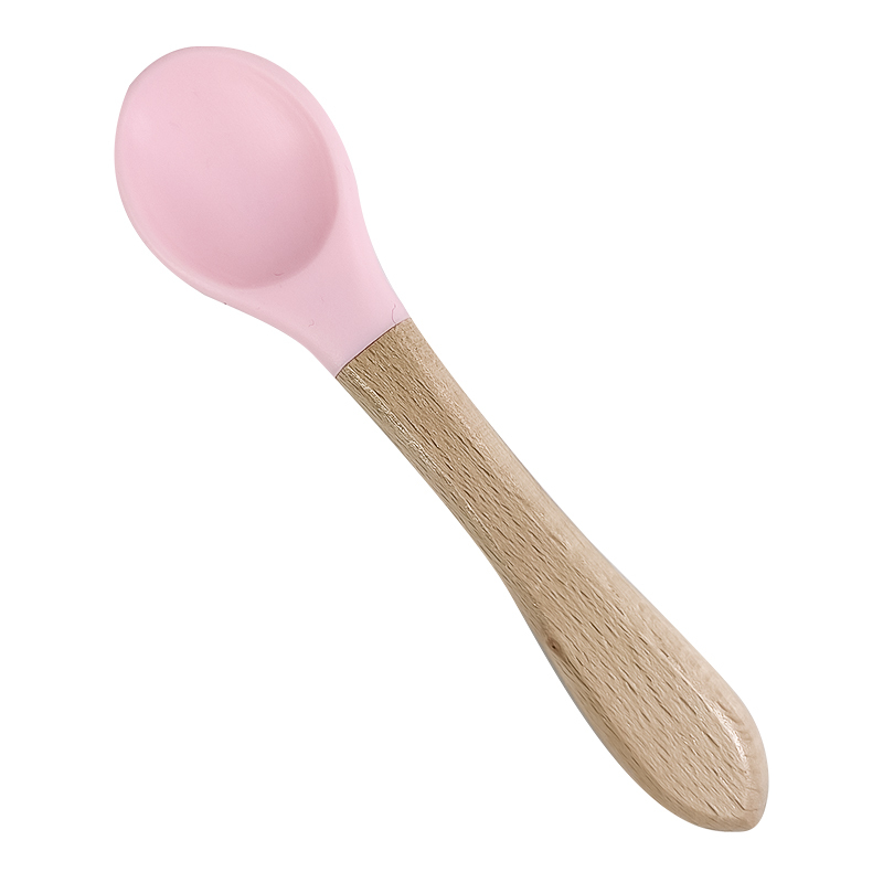 Children Silicone Spoon w/ Wood Handle