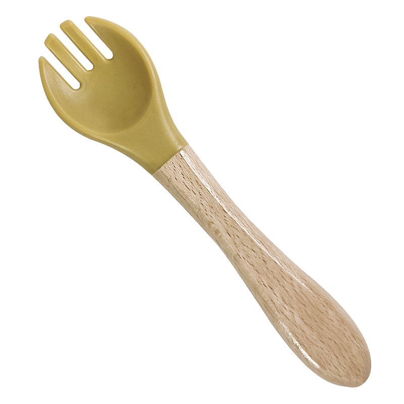 Children Silicone Fork w/ Wood Handle