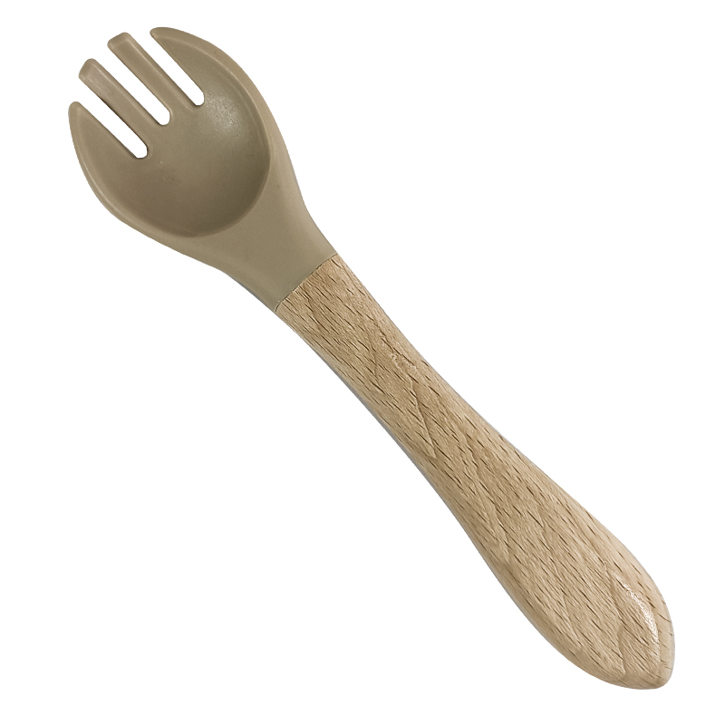 Children Silicone Fork w/ Wood Handle