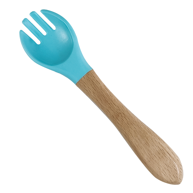 Children Silicone Fork w/ Wood Handle