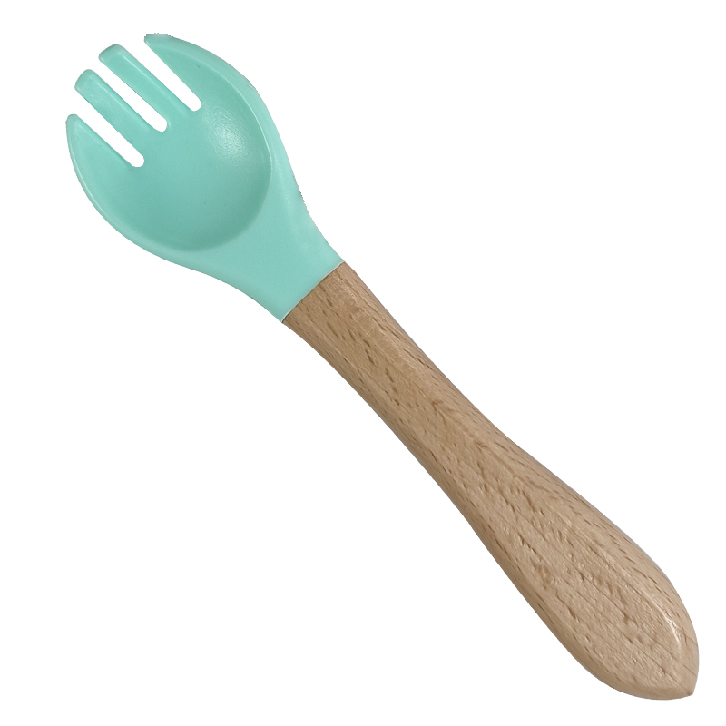 Children Silicone Fork w/ Wood Handle