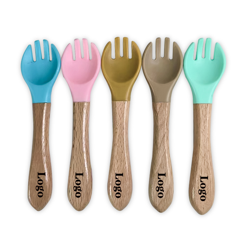 Children Silicone Fork w/ Wood Handle