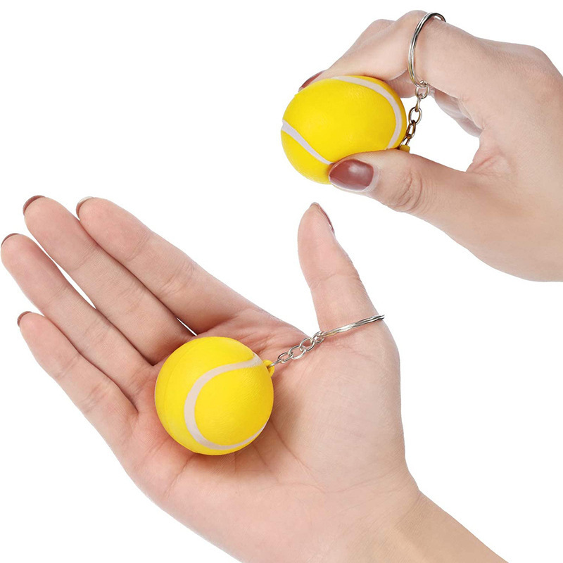 PU Tennis Stress Ball Keychain