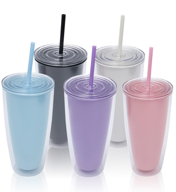 25 Oz Plastic Double Layer Straw Cup