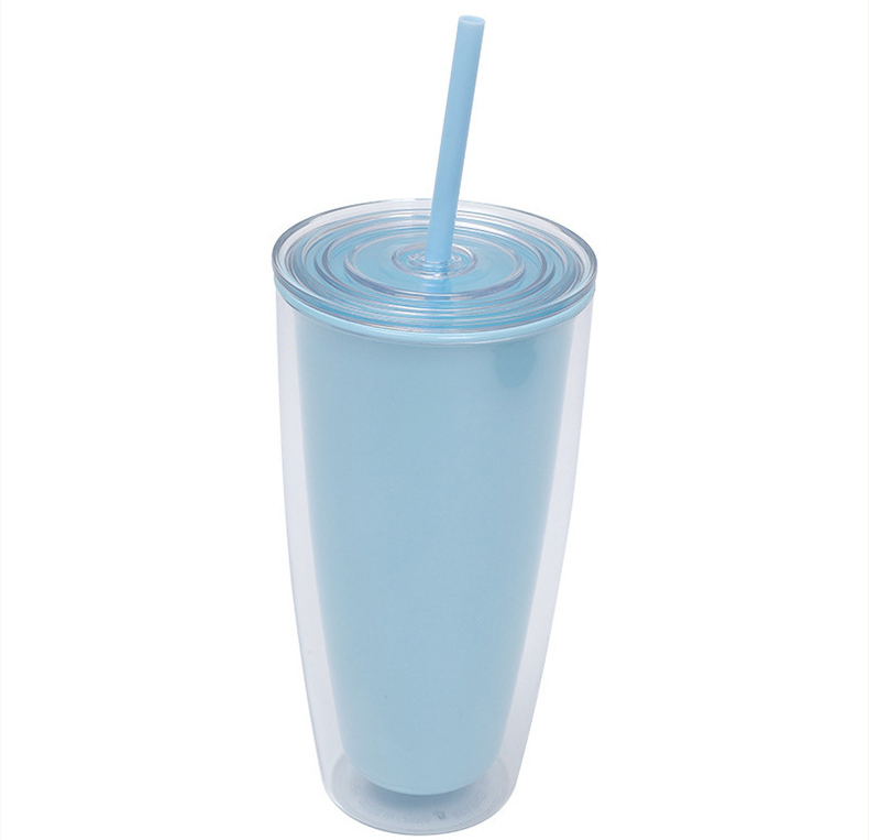 25 Oz Plastic Double Layer Straw Cup