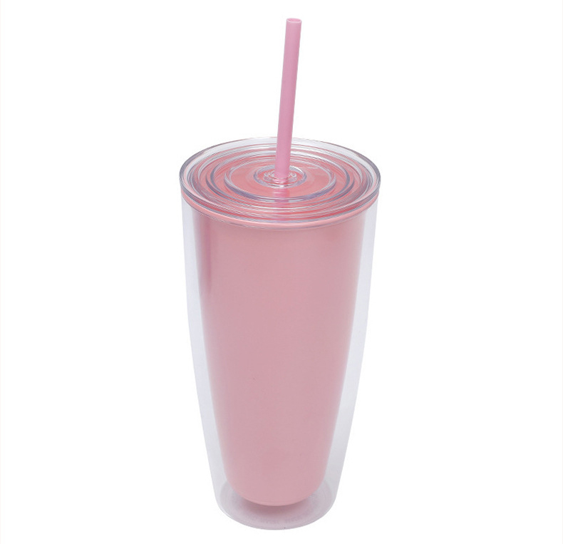 25 Oz Plastic Double Layer Straw Cup