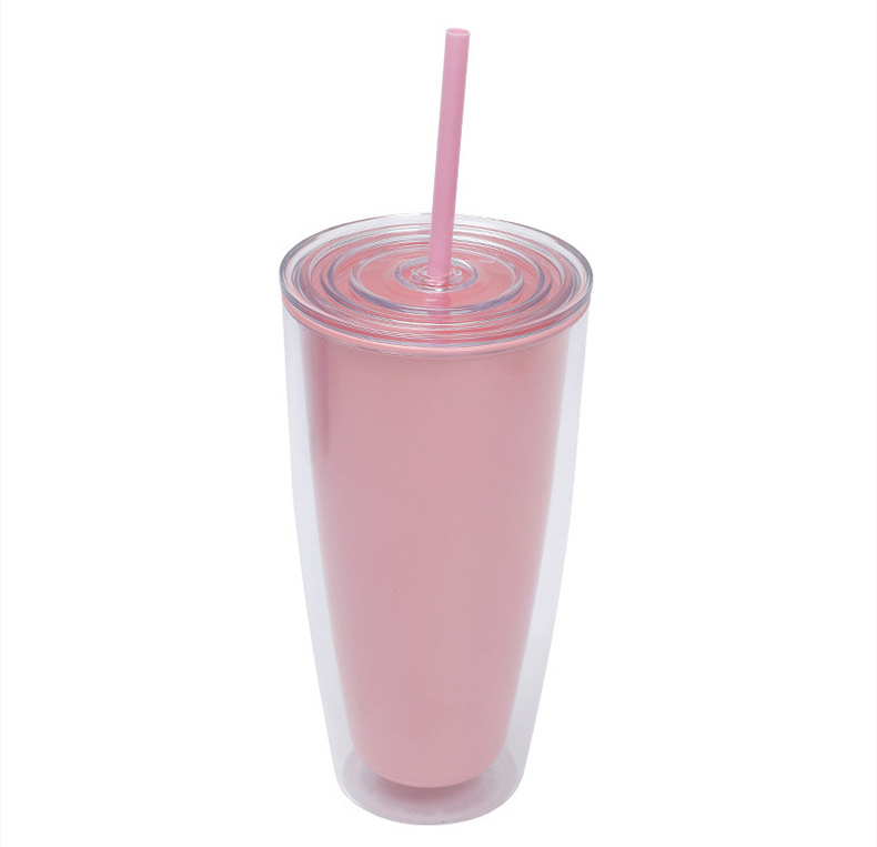 25 Oz Plastic Double Layer Straw Cup
