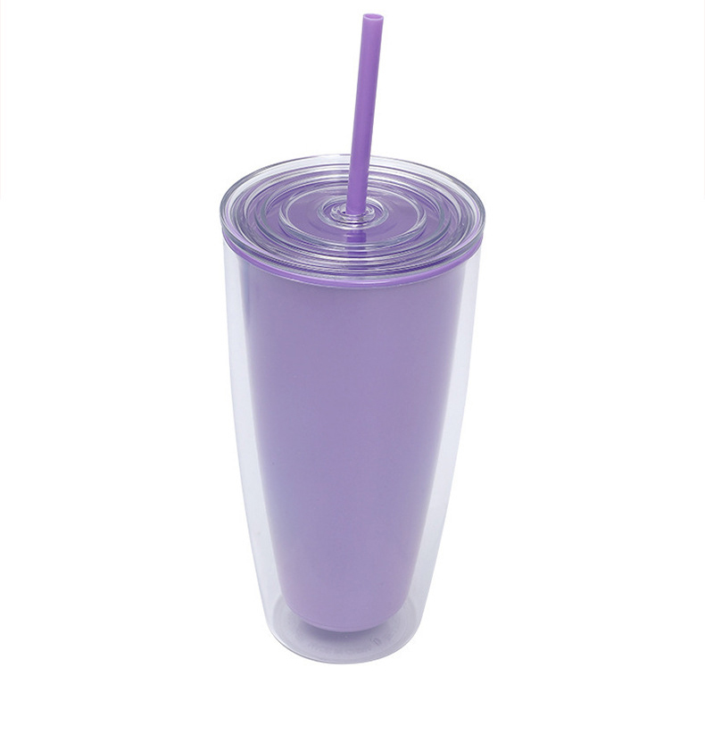 25 Oz Plastic Double Layer Straw Cup