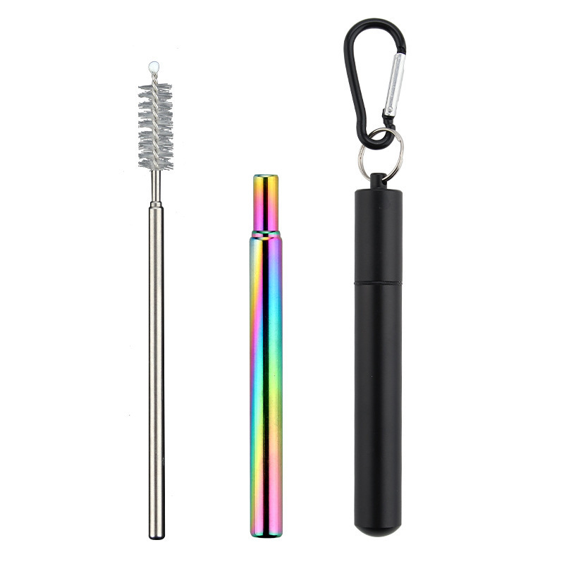 Retractable Stainless Steel Straw Set