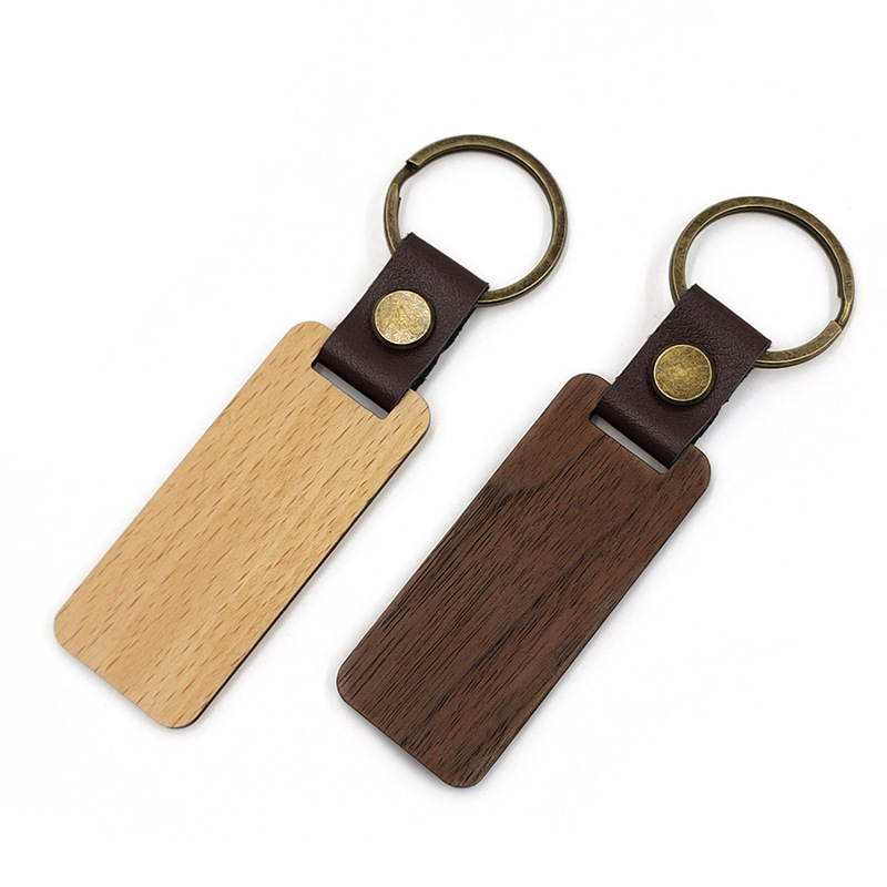 Rectangle Wood Keychain