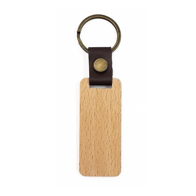 Rectangle Wood Keychain