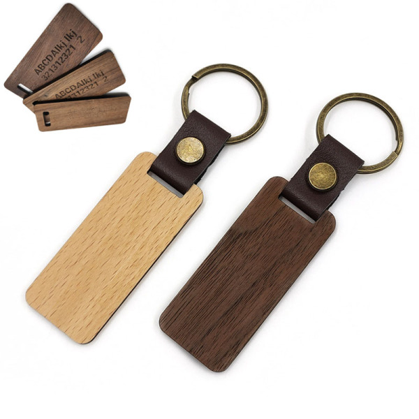 Rectangle Wood Keychain