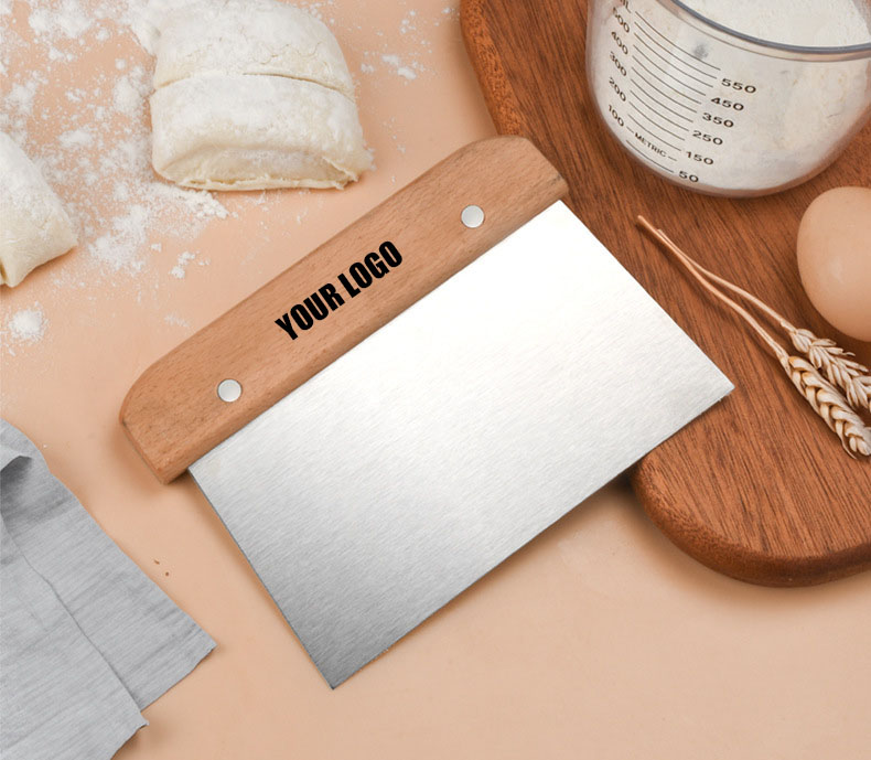Stainless Steel Bench Scraper with Wood Handle